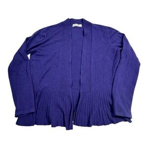 Grace Karin Womens Purple Pleated Cardigan Sweater Knit Open Front Long Sleeve L